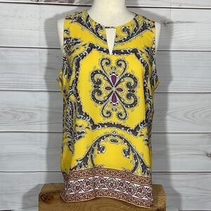 Violet & Claire Yellow Gold Paisley Sleeveless Top Size L
